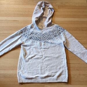 J. Jill White and Gray Cowl Neck Sweater with Textured Knit